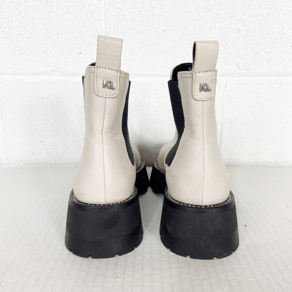 Karl Lagerfeld Lug Sole Boot Mayde White Leather Chunky Sole Size 7‎ - Picture 7 of 10